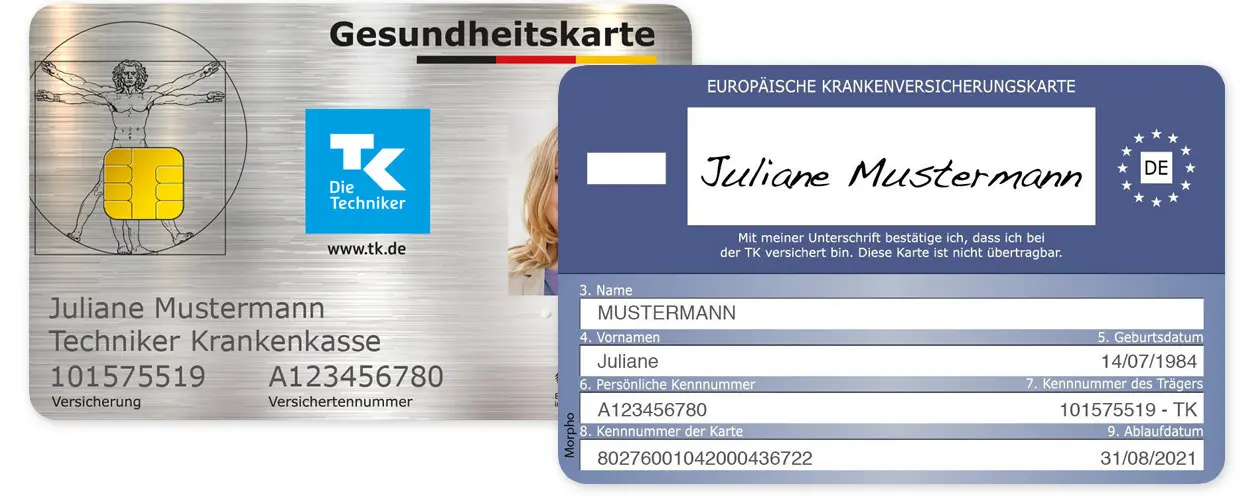 Так виглядає картка страхування в Німеччині (провайдер TK). Фото: www.tk.de